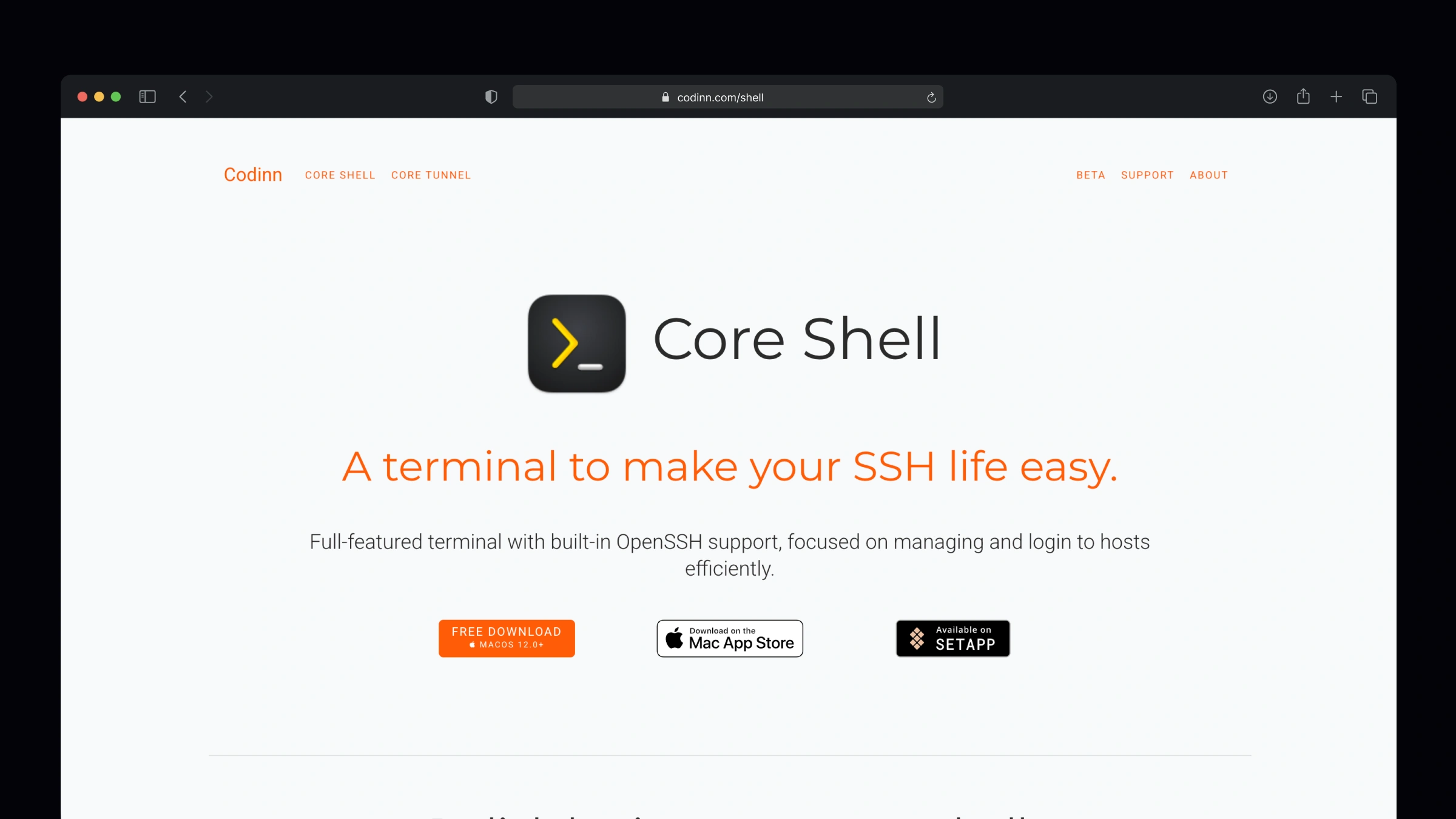Core Shell Mac-native SSH manager built on OpenSSH with color-coded hosts, auto-reconnect, and iCloud sync - a lightweight Termius alternative for macOS