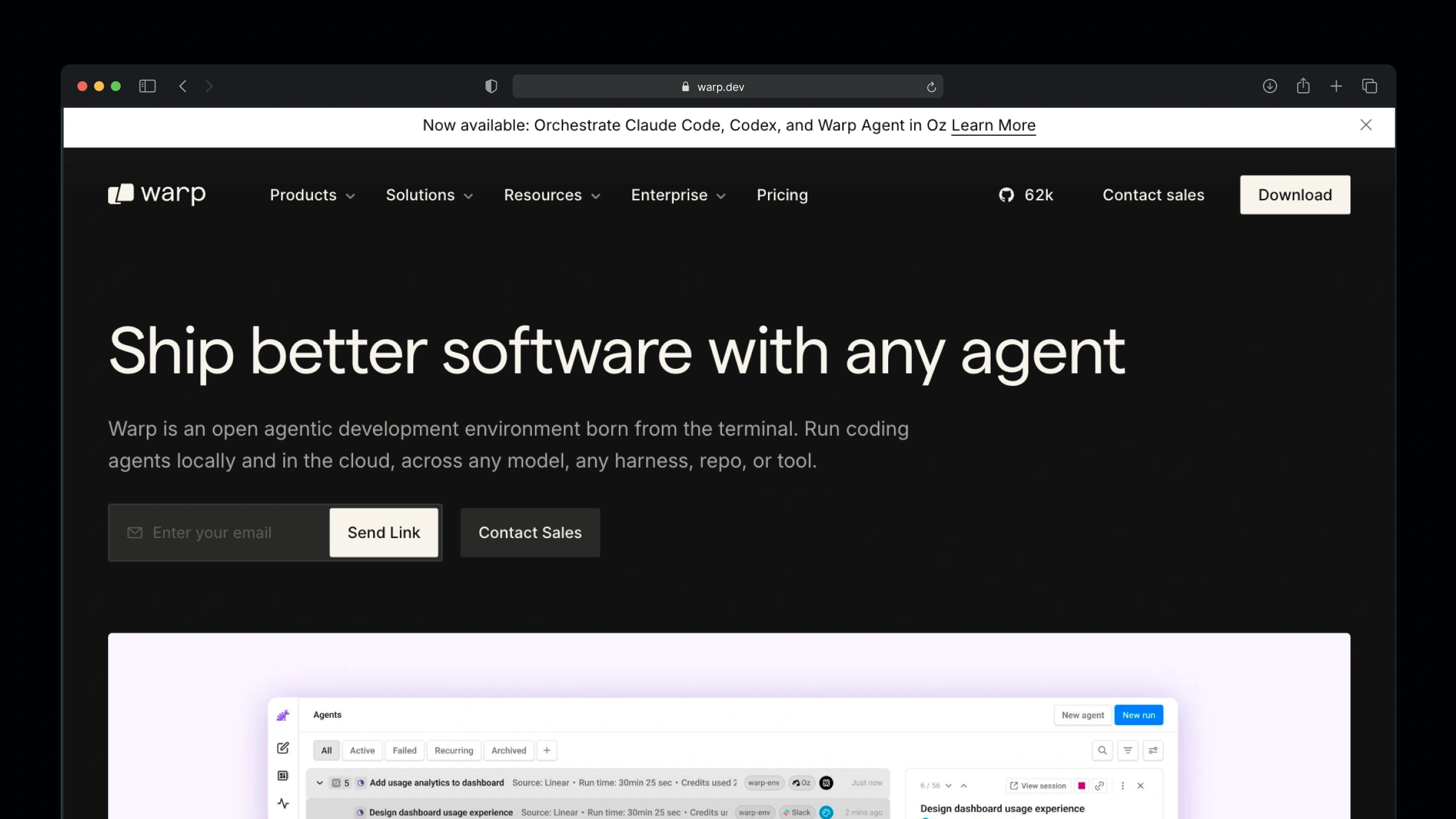 Warp AI terminal on Mac with GPU-accelerated block-based output and natural-language Agent Mode - a Termius alternative for local development