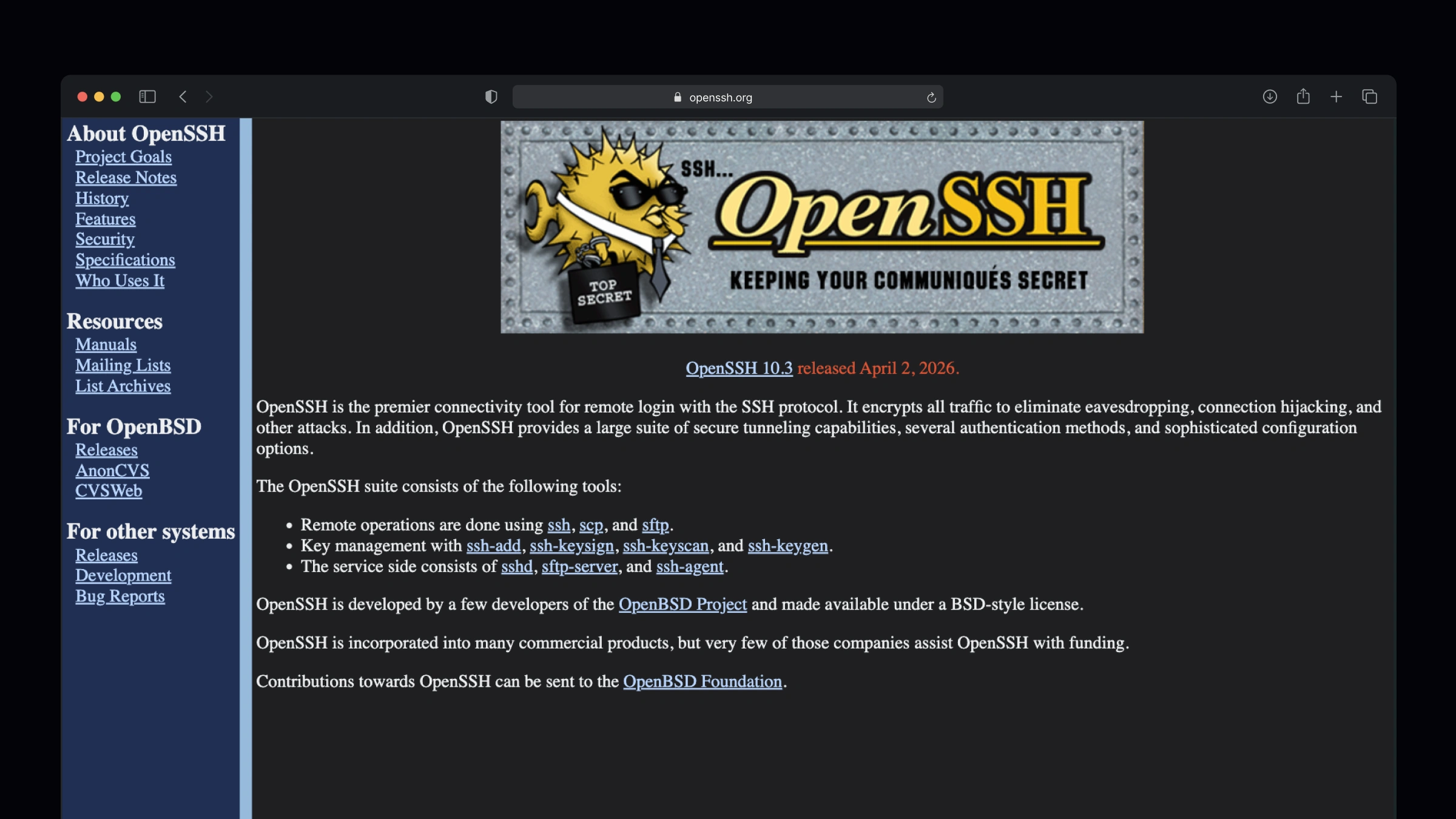 OpenSSH command-line SSH client pre-installed on Linux distributions including Ubuntu, Fedora, and Debian