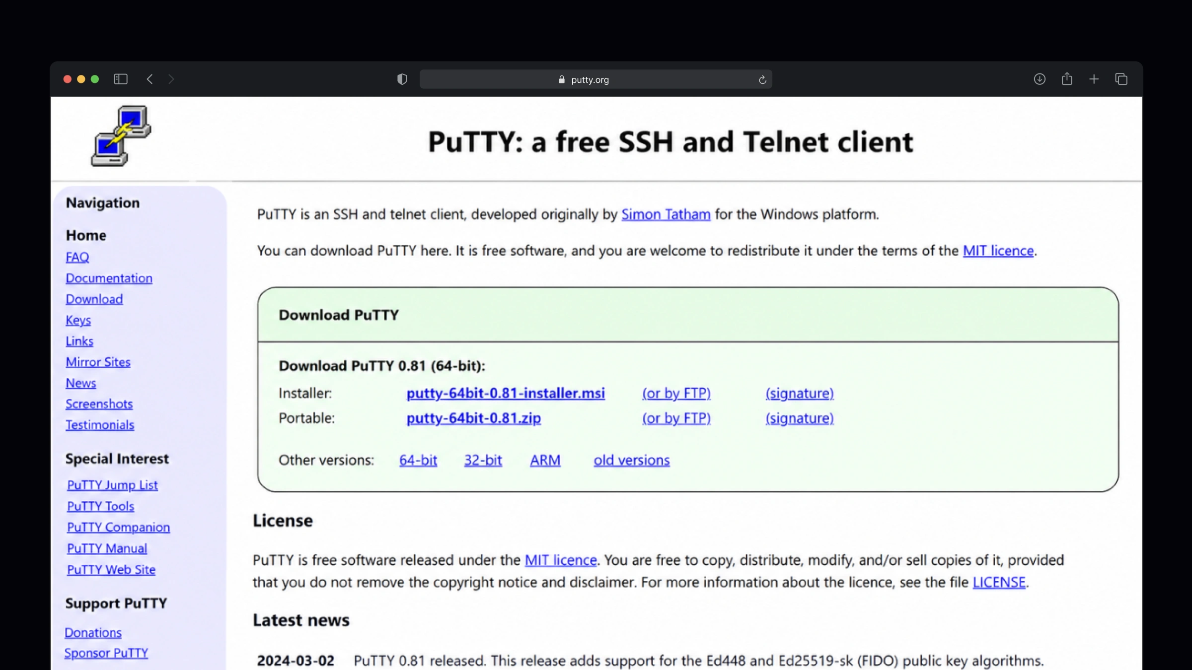 PuTTY lightweight legacy graphical SSH client running on Linux, installable via apt or dnf