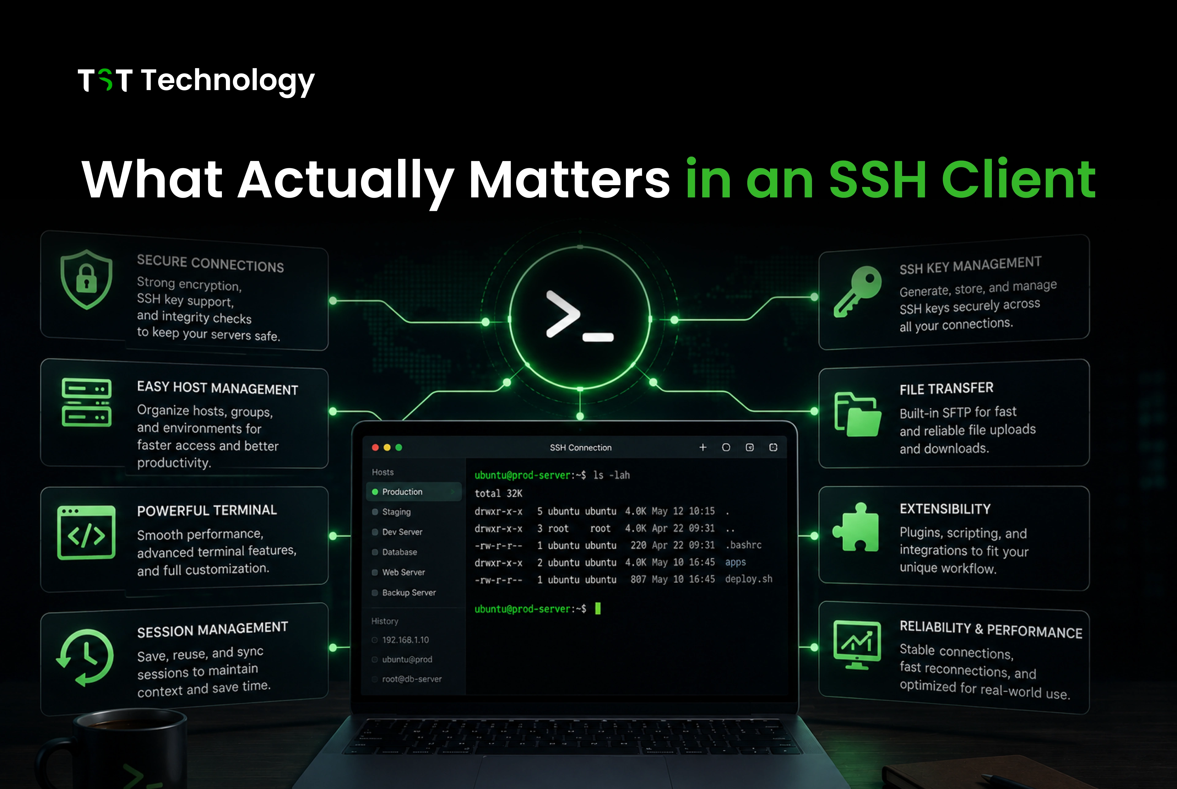 Real evaluation criteria for the best SSH client for Mac — multi-server management, file transfer, connection stability, and AI assistance