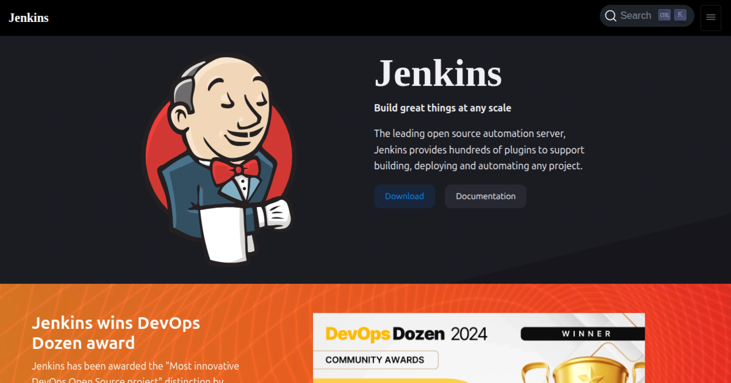 Jenkins open-source self-hosted CI/CD automation server for building, testing, and deploying software with 1800+ plugins