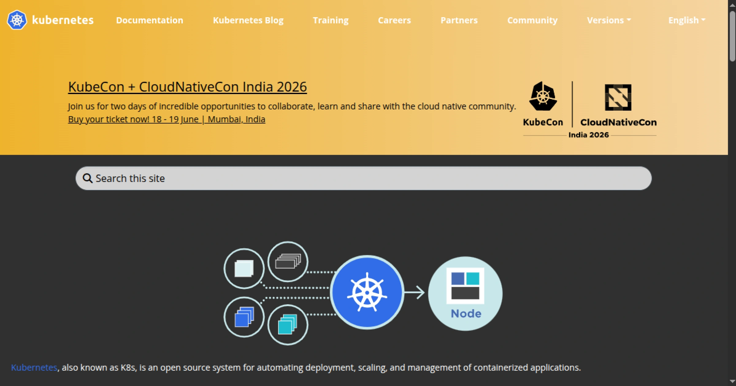 Kubernetes container orchestration platform for auto-scaling, self-healing, and rolling updates of containerized workloads at scale