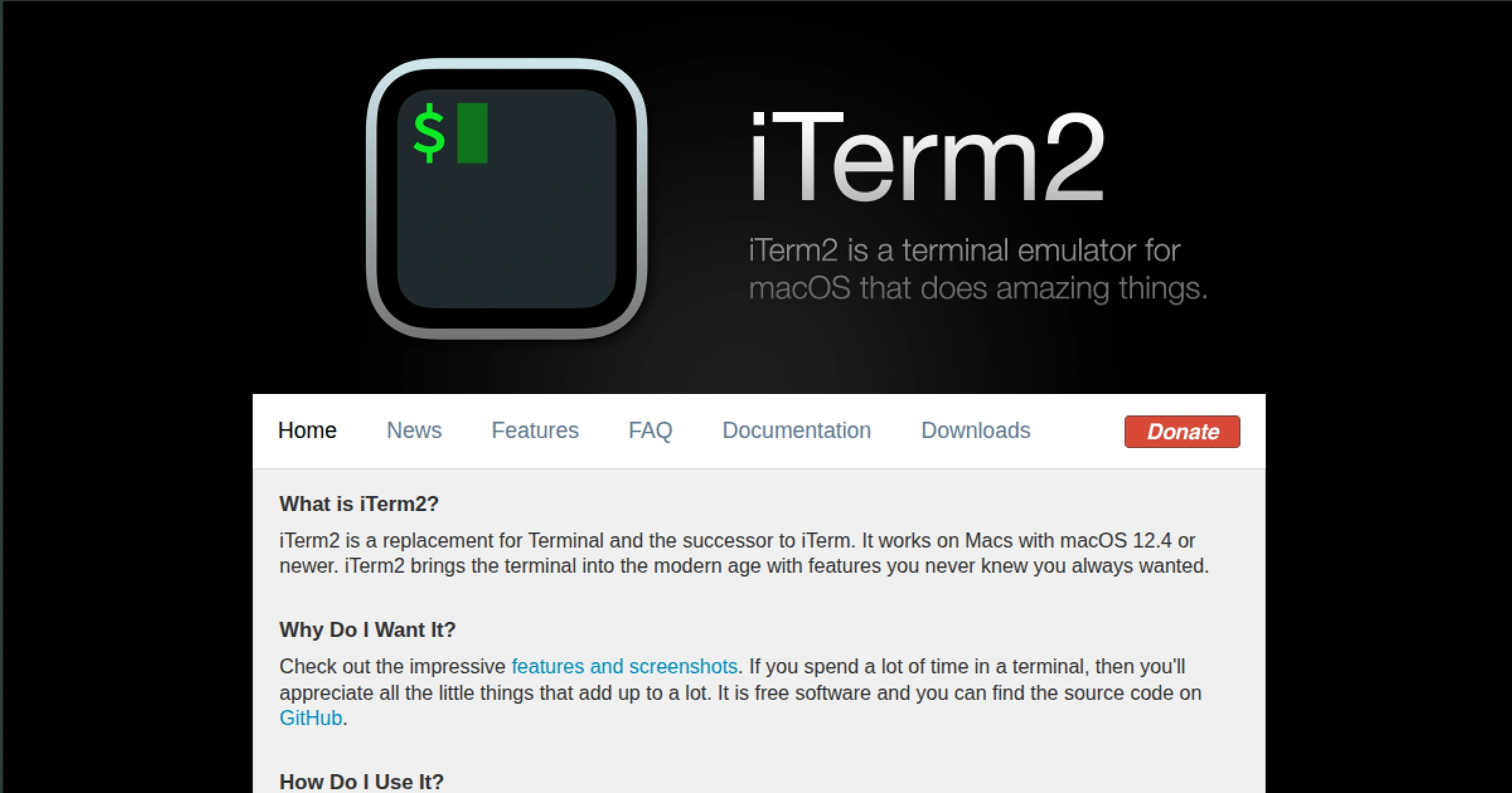 iTerm2 free open-source terminal emulator for Mac with split panes and tmux integration