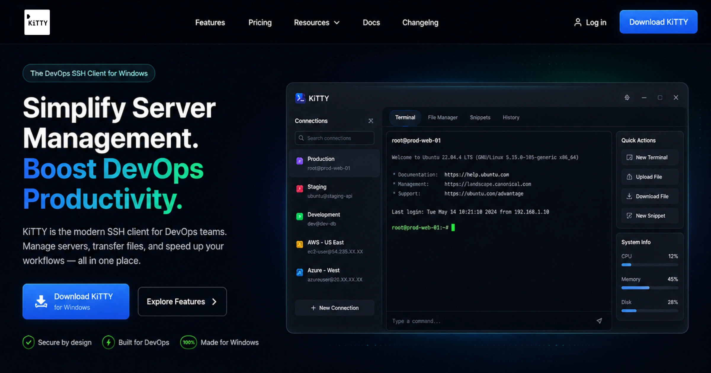 KiTTY PuTTY alternative for Windows - lightweight open-source PuTTY fork with auto-reconnect, session launcher, Zmodem file transfer, and portable single-exe install